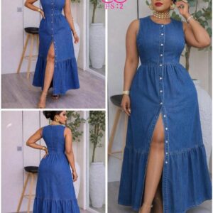 Classic Denim Elegance Maxi Dress