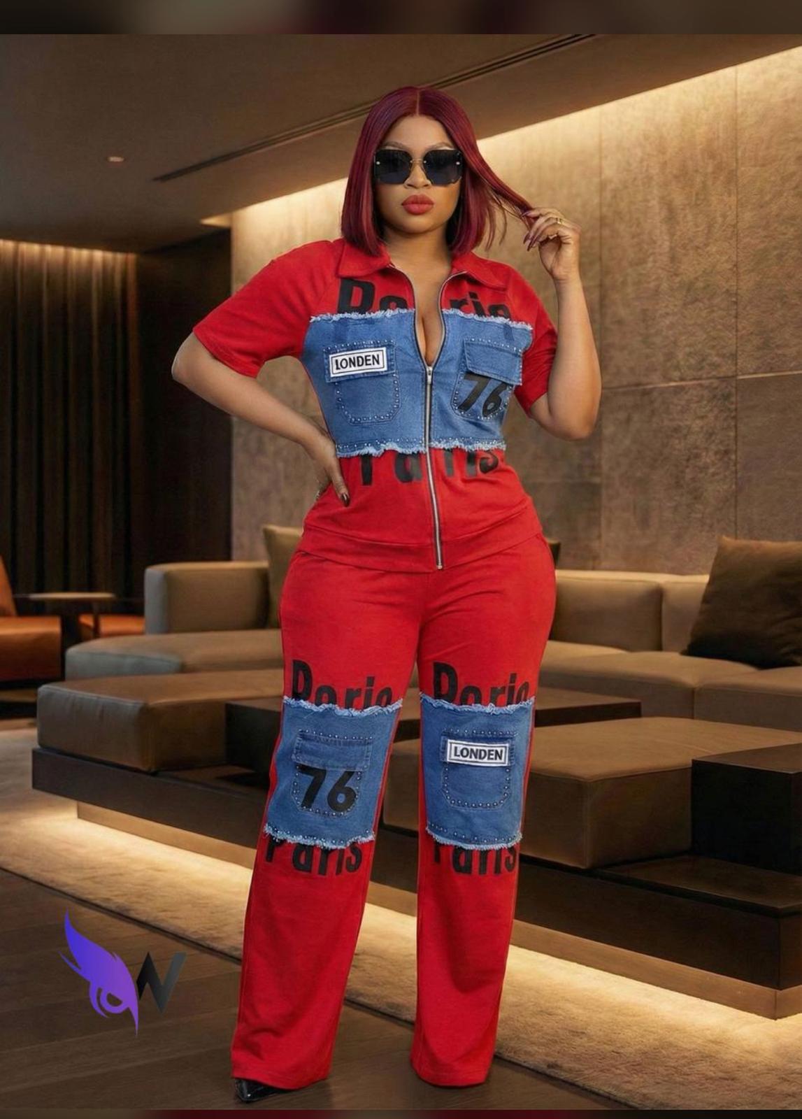 Ruby Luxe Denim Patch Jumpsuit